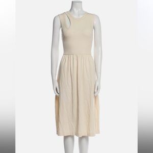 Ninety Percent Ecru Femja Cut Out Midi Dress Organic Cotton, Large / US 8